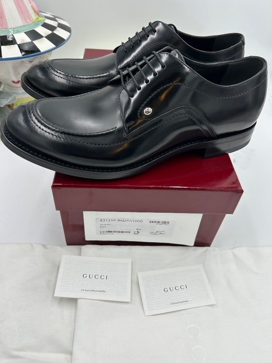 ***************Men’s Gucci Jasper Leather Derby Shoes.  Size 9.5/fits 10 US. main image 5